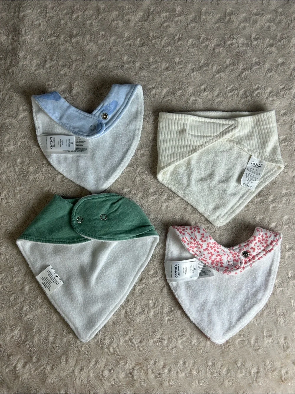 Bandana Bib Bundle Green Blue Birds Floral